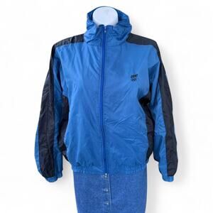 Vintage 90s USA Olympics Windbreaker Jacket Blue Black Embroidered Logo XL